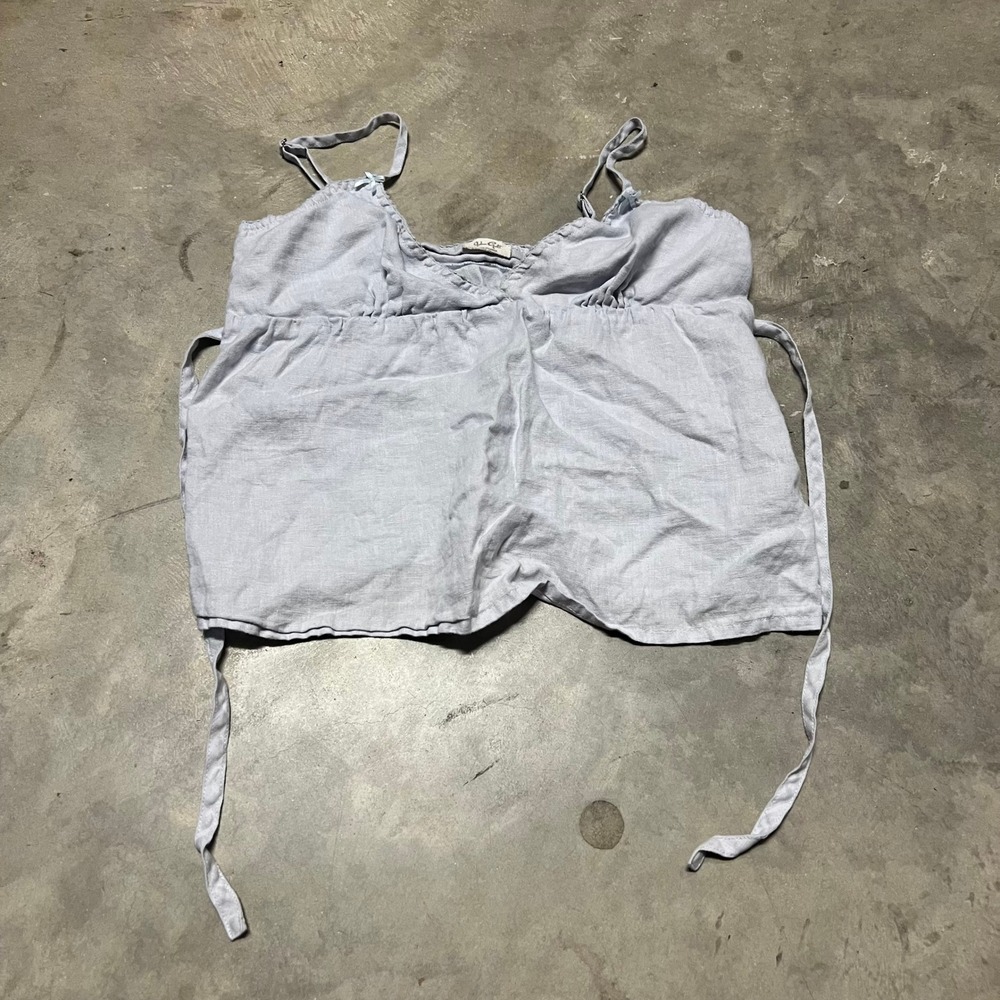 John Galt Brandy Melville Light Blue Linen Babydoll Camisole Top MH421B-Z140S